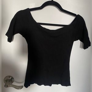 H&M 3/4 sleeve on/off shoulder ribbed top